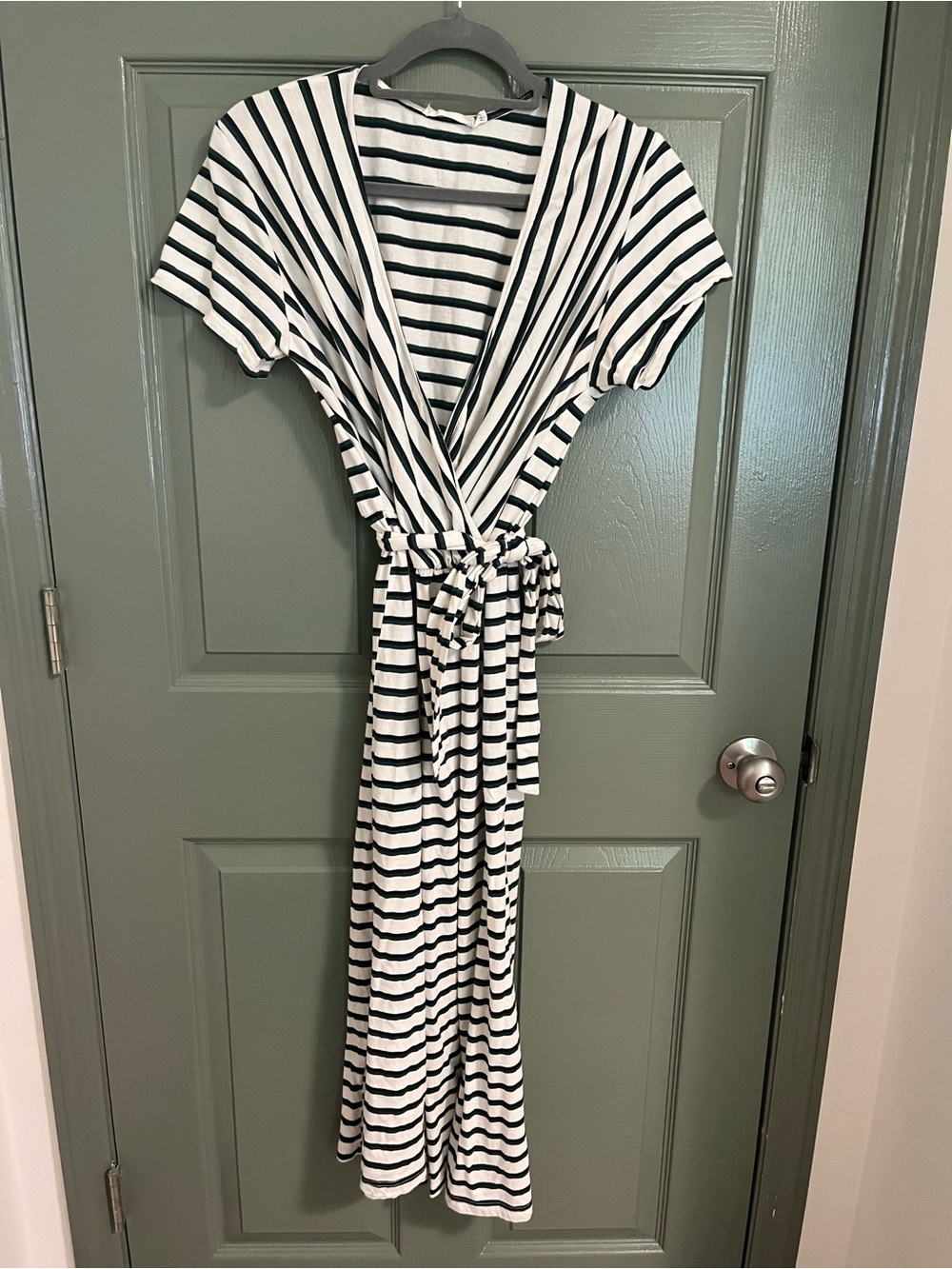 Lush Black and White Striped Wide Leg Jumpsuit